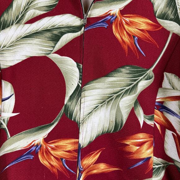 Vintage Kaua'iana Hawaii Size Medium Jacket Outerwear Coat Cotton Black Floral - Picture 3 of 8